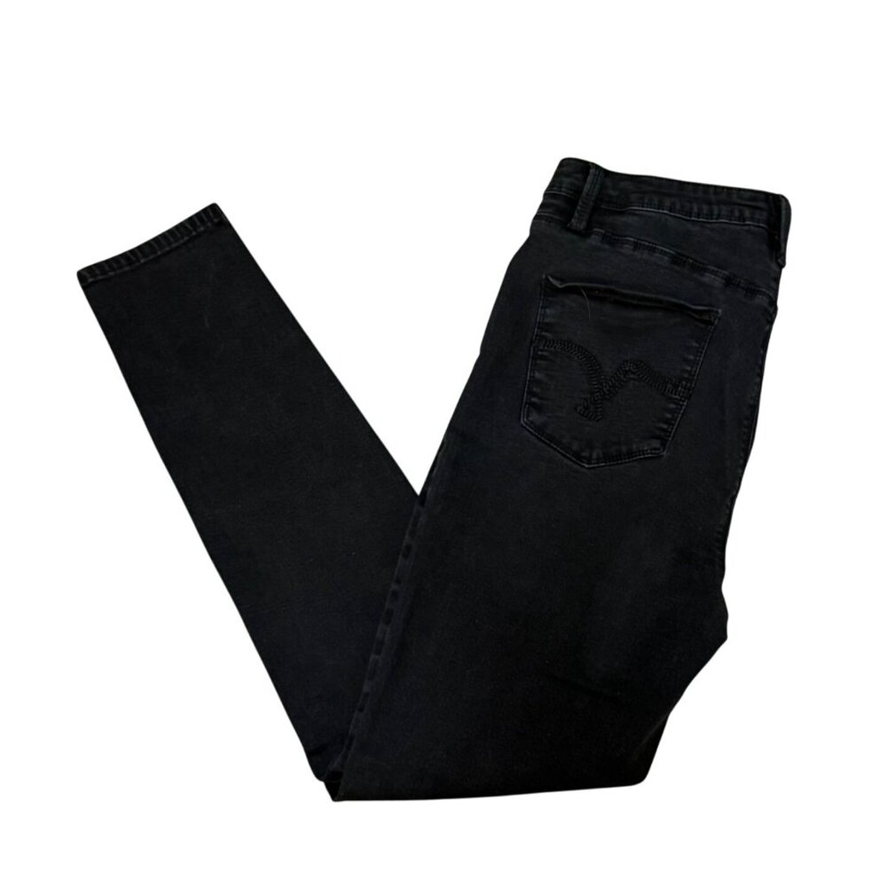 YMI Black Skinny Jeans Junior Size 13 High Waisted Button Fly Stretch Denim